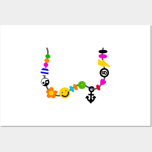 Y2K Necklace Smiley Face Charm Handmade Jewelry 2000s Fashion Kidcore Aesthetic Posters and Art
